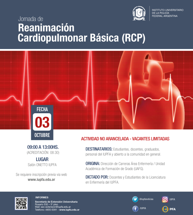 03 DE OCTUBRE . JORNADA REANIMACIÓN CARDIOPULMONAR BÁSICA (RCP) . IUPFA